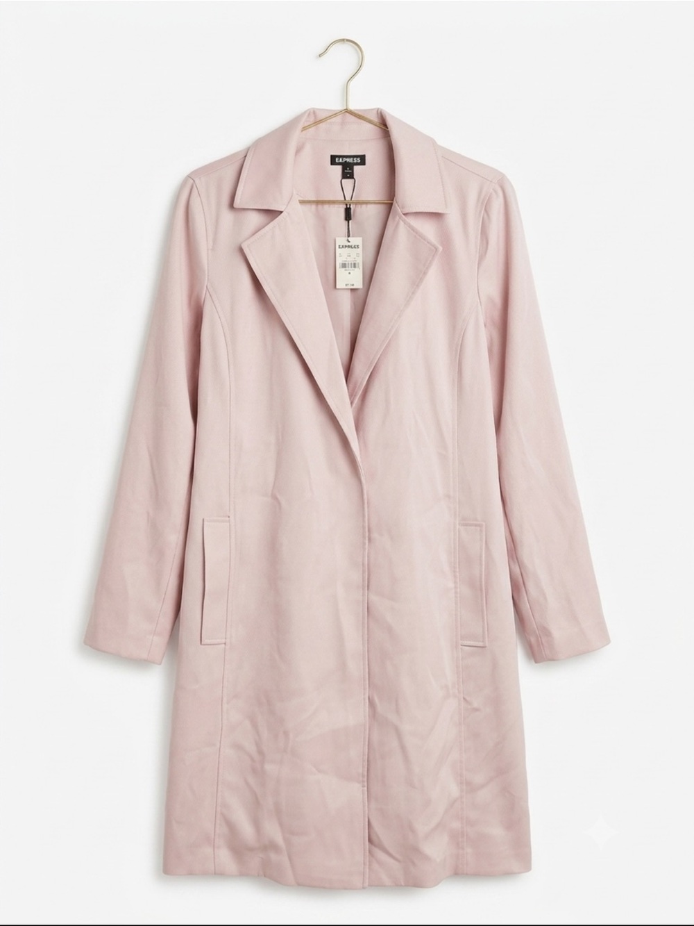 Express Pale Pink Long Tailored Trench Coat